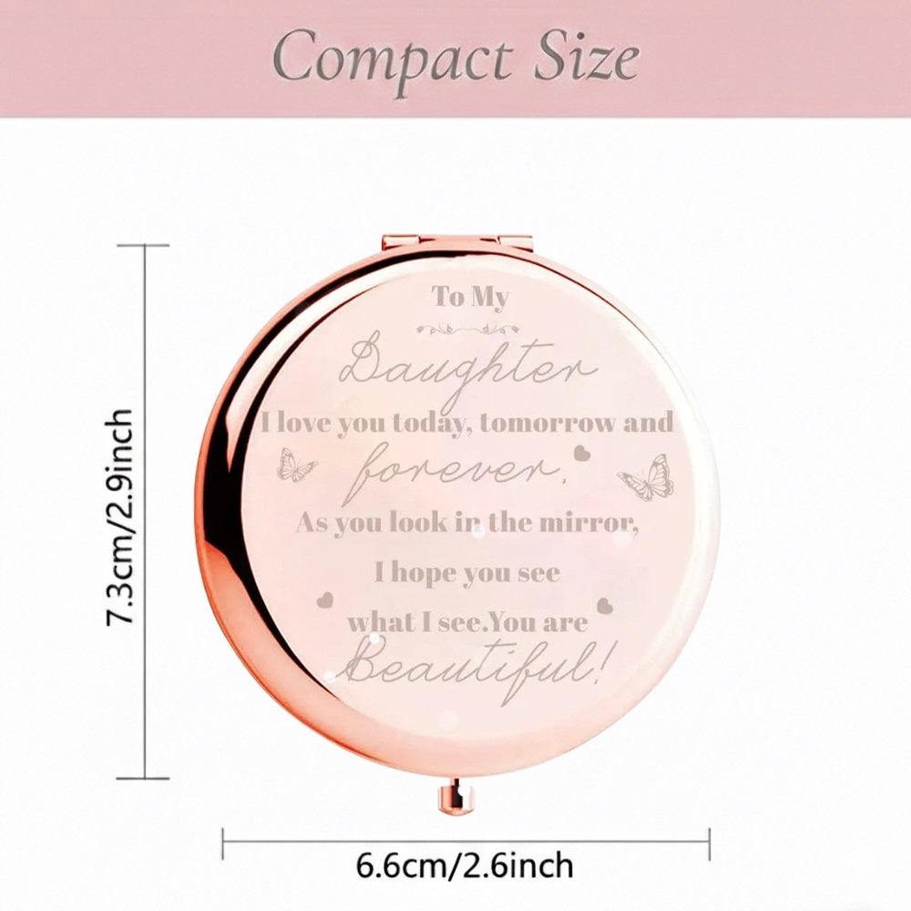 Daughter-Rose Gold Compact Mirror Engraved “To My Daughter” NIP - Picture 2 of 7